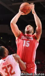 With nine rebounds, senior Dom Morris moved into 15th place all-time at BU with 661 career boards.