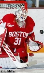 Freshman Erin O'Neil made 21 saves on Saturday to earn her first collegiate win.