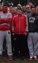 The Terriers posed for a group photo with Dylan Flynn (front center) after the Steps2Cure Neurofibromatosis Walk.