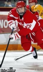 Senior captain Marie-Philip Poulin potted two goals in her first game at Walter Brown since March 16, 2013.