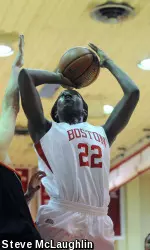 Senior Rashidat Agboola led BU with 15 points and 11 rebounds.