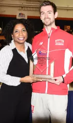 Senior Rich Peters presented with the Male Track Athlete of the Meet award.