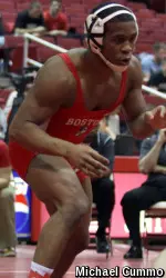 Junior Tyler Scotton upset the top-seeded wrestler at 141 to reach the semifinals.