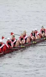 The Terriers V8 boat finished third behind Harvard and Northeastern on Sunday.