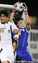 Senior Nick Thomson recorded four saves in the game.