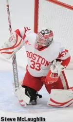 Sophomore Victoria Hanson stopped all 15 shots she saw in her two periods of action.