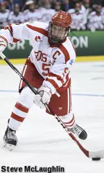 Grzelcyk tallied three points, including two goals, in the Terriers' weekend home-and-home sweep of Northeastern.