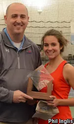 Freshman Iryna Kostirko went 3-0 in both singles and doubles last weekend at the PL tournament.