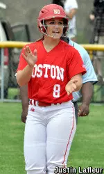 Senior Emily Felbaum tied the game at 4-4 in the third with a two-out, two-RBI triple.