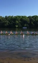 BU's 1V boat advanced directly to the IRA semifinals with a second-place finish in its morning heat race on Friday