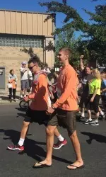 The entire men's rowing team participated in the Brian J. Honan 5K Run/Walk in Allston on Sunday