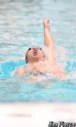 Garret Chin won all three of his individual races against Bryant