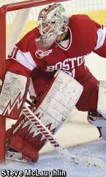 Sophomore Erin O'Neil held Kendall Coyne, the nation's leading goal scorer, to just one goal on 18 shots.