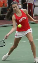 Sophomore Iryna Kostirko won at No. 3 singles in straight sets.