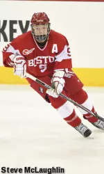 Senior Sarah Lefort has tallied 14 career points (5g, 9a) in the Hockey East playoffs.