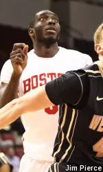 Junior Blaise Mbargorba has earned 10 blocks in the last four games.