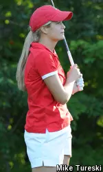 Freshman Megan Carter is tied for sixth after 36 holes after two straight rounds in the 70s.