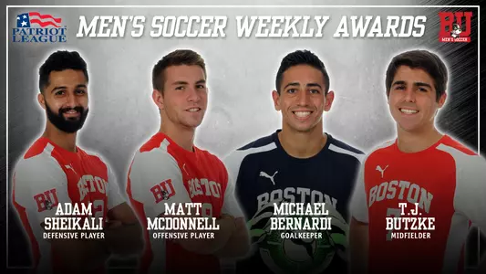 2017 PL Men's Soccer Weekly Honors Graphic - Sheikali, McDonnell, Butzke, Bernardi