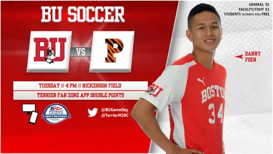 BU-Princeton men's soccer preview graphic