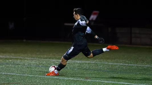 Goalkeeper Mike Bernardi gets in position to kick a long ball.