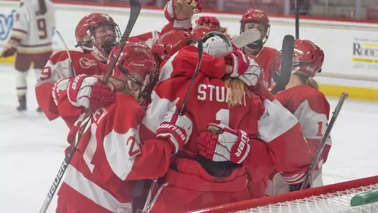 Terriers celebrate win over No. 4 Boston College
