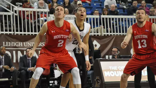 Tyler Scanlon gets in position for a rebound at Lehigh