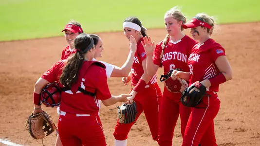 Softball Huddle celebration