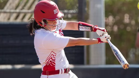 Marina Sylvestri follows through on a swing.