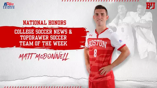 Matt McDonnell was named to both TopDrawer Soccer & College Soccer News Team of the Week.
