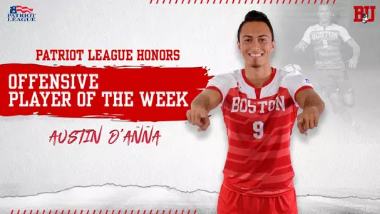 Austin D'Anna was named Patriot League Offensive Player of the Week on Sept. 24.