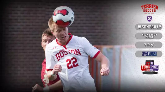 Men's Soccer will host Holy Cross on Wednesday with the Patriot League Network broadcast set to begin at 7 p.m. It is a Turnpike Trophy matchup featuring the two schools.