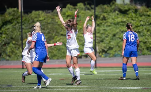 Shannon Keefe celebrates scoring.