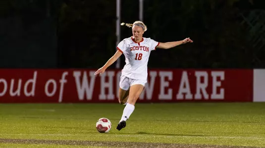 Julianna Stureman goes to kick the ball.