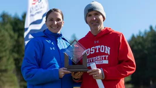 Paul Spangler is presented with Patriot League Coach of the Year award