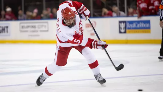 Cam Crotty takes a slap shot