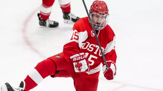 Julia Nearis celebrates her game-winning goal at Providence
