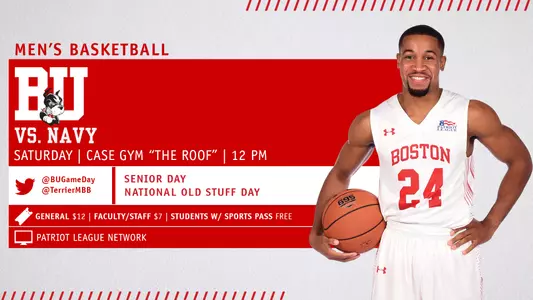 Boston University men's basketball will host Navy on Saturday, March 2 at 12 p.m. It will be Senior Day for Kamali Chambers.