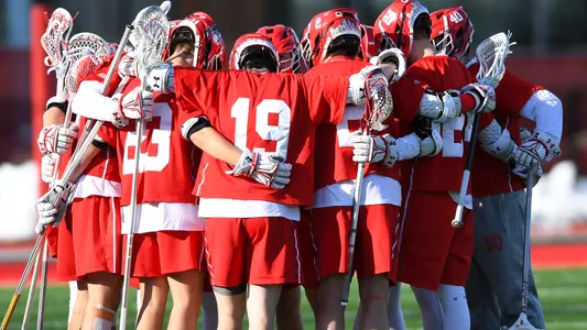 Men's Lacrosse pregame huddle
