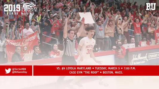 Boston University men's basketball will host Loyola Maryland Tuesday night in a Patriot League first round matchup at 7 p.m. in Case Gym.