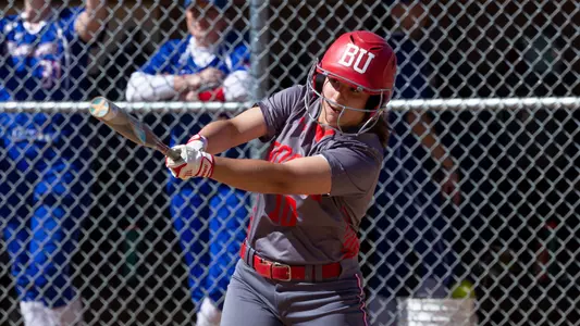 Aliyah Huerta-Leipner connects on a pitch from a UMass Lowell pitcher.