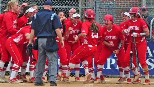 Alex Heinen celebrates a home run