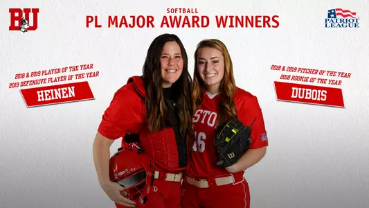 Ali DuBois repeated as Patriot League Pitcher of the Year. Alex Heinen repeated as Patriot League Player of the Year and added 2019 Defensive Player of the Year accolades.