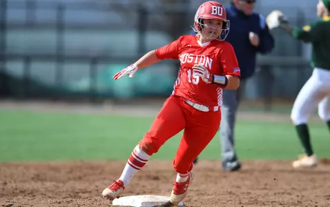Emily Morrow rounds second base.