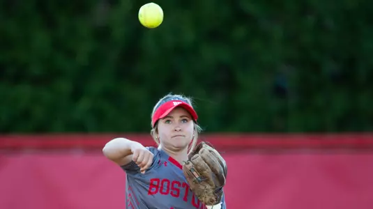 Emily Morrow throws the ball.