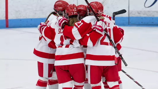 Women's hockey goal celebration