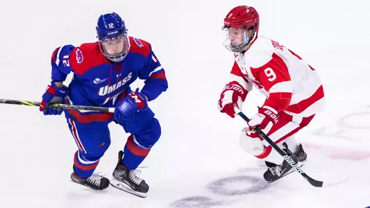 Logan Cockerill and a UMass Lowell skater