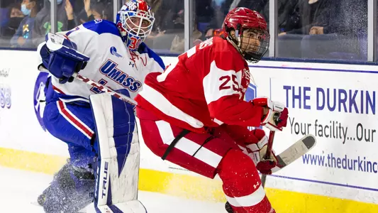Sam Stevens plays against UMass Lowell