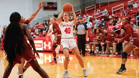 Sophie Beneventine shoots the ball in a game against Boston College.