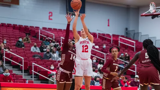Annabelle Larnard shoots the ball over a Boston College defender at Case Gym.