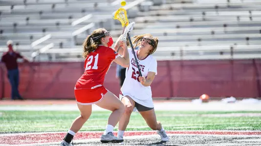 Jennifer Barry and a Colgate player on a draw control